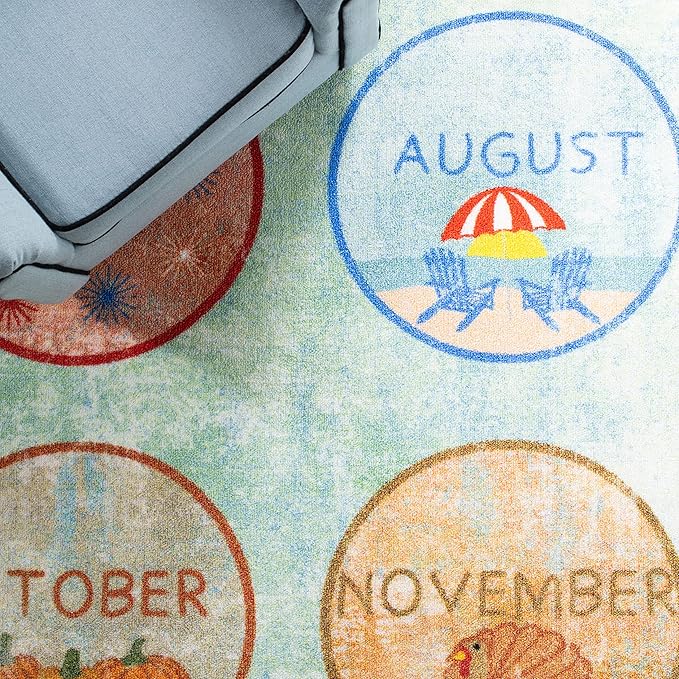 SAFAVIEH Kids Playhouse Collection Accent Rug - 3'3" x 5'3", Green & Blue, Non-Shedding Machine Washable & Slip Resistant Ideal for High Traffic Areas for Boys & Girls in Playroom, Bedroom (KPH256Y)