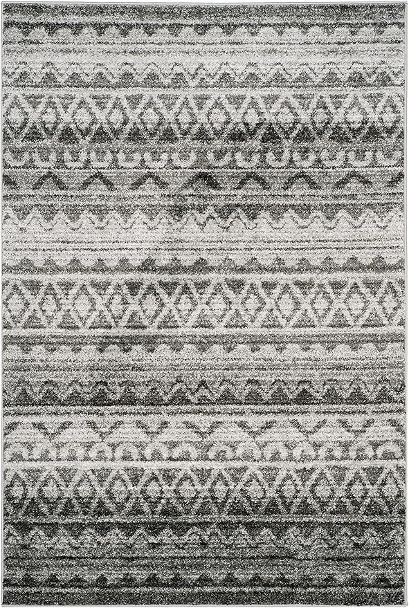 SAFAVIEH Adirondack Collection Area Rug - 5'1" x 7'6", Ivory & Charcoal, Moroccan Boho Distressed Design, Non-Shedding & Easy Care, Ideal for High Traffic Areas in Living Room, Bedroom (ADR119N)