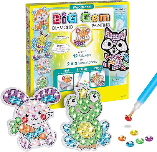 Creativity for Kids Big Gem Diamond Painting Kit - Woodland Forest Friends Stickers and Suncatchers DIY Kit - Diamond Art for Kids, Gifts for Girls Ages 6-8 Years Old, 1 Count (Pack of 1)