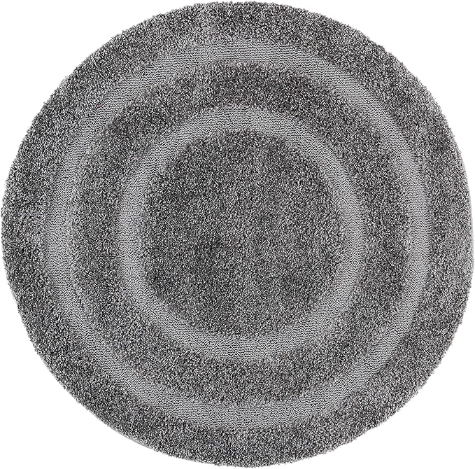 SAFAVIEH Florida Shag Collection 6'7" Round Grey/Grey SG454 Border Non-Shedding Living Room Bedroom Dining Room Entryway Plush 1.2-inch Thick Area Rug