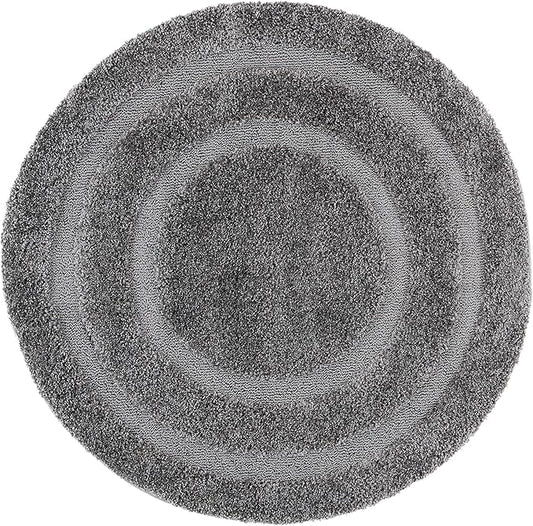 SAFAVIEH Florida Shag Collection 6'7" Round Grey/Grey SG454 Border Non-Shedding Living Room Bedroom Dining Room Entryway Plush 1.2-inch Thick Area Rug