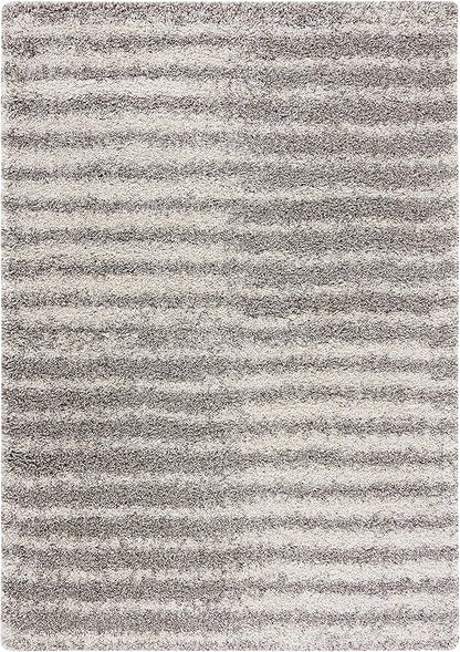 SAFAVIEH Hudson Shag Collection Area Rug - 8' x 10', Grey & Ivory, Modern Abstract Design, Non-Shedding & Easy Care, 2-inch Thick Ideal for High Traffic Areas in Living Room, Bedroom (SGH298F)