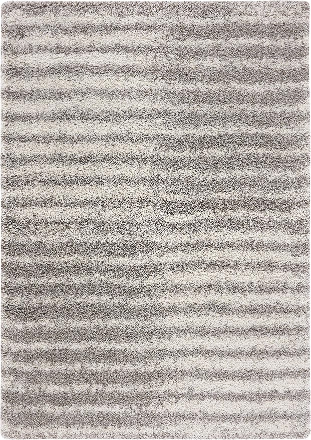 SAFAVIEH Hudson Shag Collection Area Rug - 9' x 12', Grey & Ivory, Modern Abstract Design, Non-Shedding & Easy Care, 2-inch Thick Ideal for High Traffic Areas in Living Room, Bedroom (SGH298F)