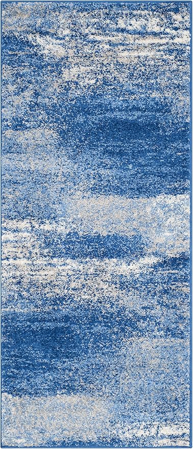 SAFAVIEH Adirondack Collection Runner Rug - 2'6" x 6', Silver & Blue, Modern Abstract Design, Non-Shedding & Easy Care, Ideal for High Traffic Areas in Living Room, Bedroom (ADR112F)