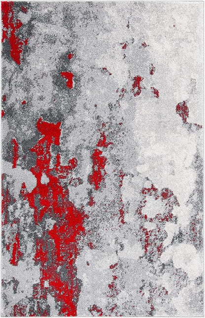SAFAVIEH Adirondack Collection Area Rug - 9' x 12', Red & Grey, Modern Abstract Design, Non-Shedding & Easy Care, Ideal for High Traffic Areas in Living Room, Bedroom (ADR134Q)