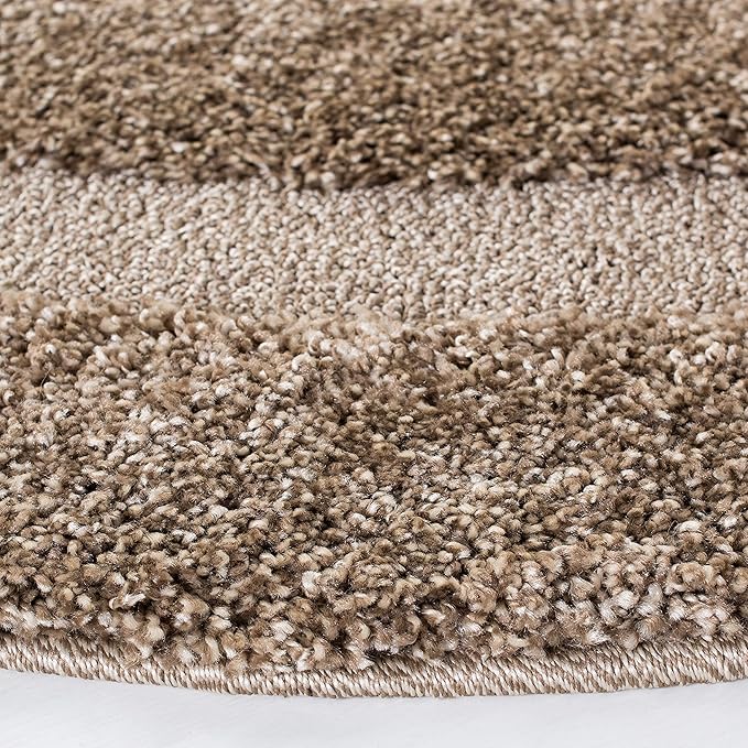 SAFAVIEH Florida Shag Collection 6'7" Round Grey/Grey SG454 Border Non-Shedding Living Room Bedroom Dining Room Entryway Plush 1.2-inch Thick Area Rug