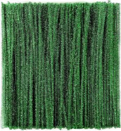 Caydo 200 Pieces Green Pipe Cleaners for Easter Decorations, Glitter Chenille Stems Bulk for Flowers, Leaves and Kids Arts & Crafts Making