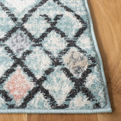 SAFAVIEH Amsterdam Collection Runner Rug - 2'3" x 8', Light Blue & Ivory, Moroccan Boho Design, Non-Shedding & Easy Care, Ideal for High Traffic Areas in Living Room, Bedroom (AMS115L)