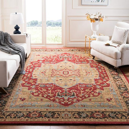SAFAVIEH Mahal Collection Area Rug - 5'1" x 7'7", Natural & Navy, Traditional Oriental Design, Non-Shedding & Easy Care, Ideal for High Traffic Areas in Living Room, Bedroom (MAH625B)