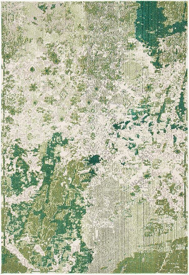 SAFAVIEH Madison Collection Accent Rug - 3' x 5', Green & Ivory, Modern Abstract Design, Non-Shedding & Easy Care, Ideal for High Traffic Areas in Entryway, Living Room, Bedroom (MAD499Y)