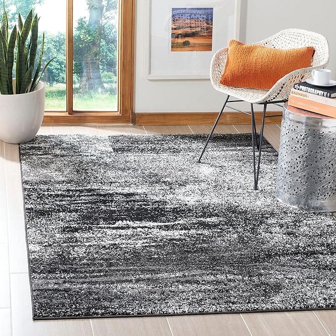 SAFAVIEH Adirondack Collection Runner Rug - 2'1" x 8', Silver & Black, Modern Abstract Design, Non-Shedding & Easy Care, Ideal for High Traffic Areas in Living Room, Bedroom (ADR112A)