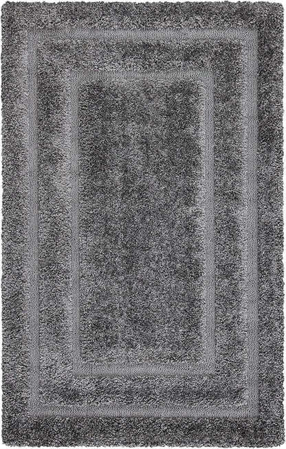 SAFAVIEH Florida Shag Collection Area Rug - 8'6" x 12', Grey & Grey, Border Design, Non-Shedding & Easy Care, 1.2-inch Thick Ideal for High Traffic Areas in Living Room, Bedroom (SG454-8080)