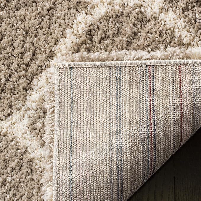 SAFAVIEH Hudson Shag Collection Runner Rug - 2'3" x 6', Beige & Ivory, Moroccan Trellis Design, Non-Shedding & Easy Care, 2-inch Thick Ideal for High Traffic Areas in Living Room, Bedroom (SGH280S)