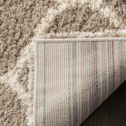 SAFAVIEH Hudson Shag Collection Accent Rug - 4' x 6', Beige & Ivory, Trellis Design, Non-Shedding & Easy Care, 2-inch Thick Ideal for High Traffic Areas in Entryway, Living Room, Bedroom (SGH280S)