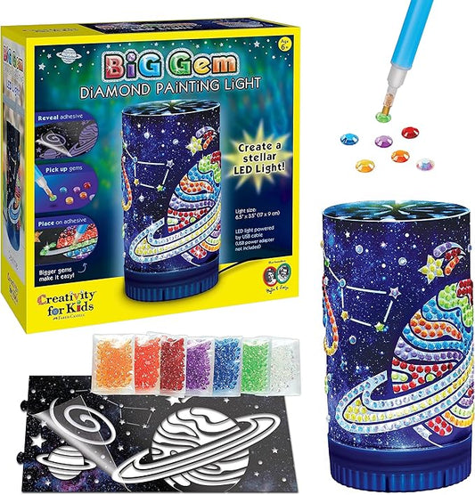Creativity for Kids Big Gem Diamond Painting Light - Create Your Own DIY Night Light, Diamond Arts and Crafts Kit for Kids Ages 6-8+