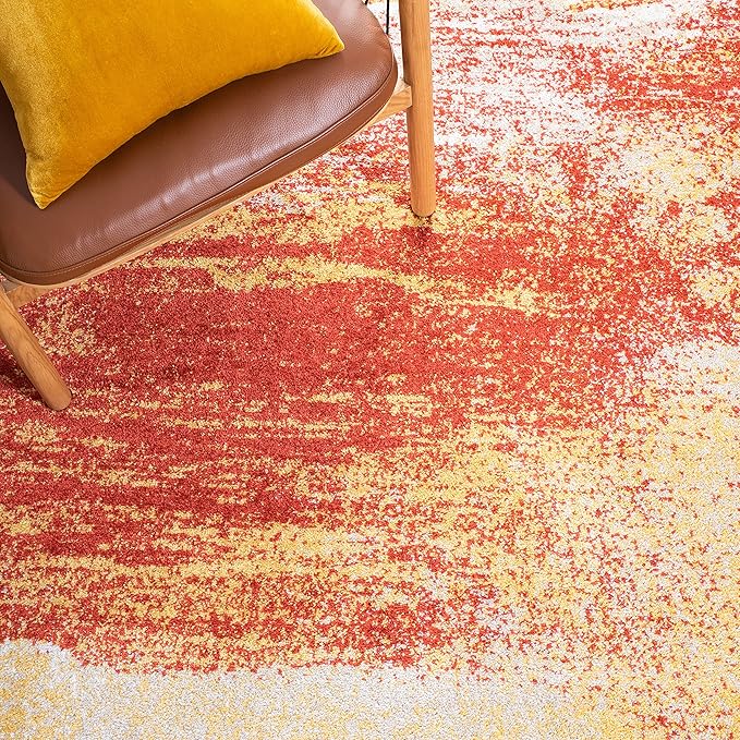 SAFAVIEH Adirondack Collection Accent Rug - 4' x 6', Rust & Gold, Modern Abstract Design, Non-Shedding & Easy Care, Ideal for High Traffic Areas in Entryway, Living Room, Bedroom (ADR112P)