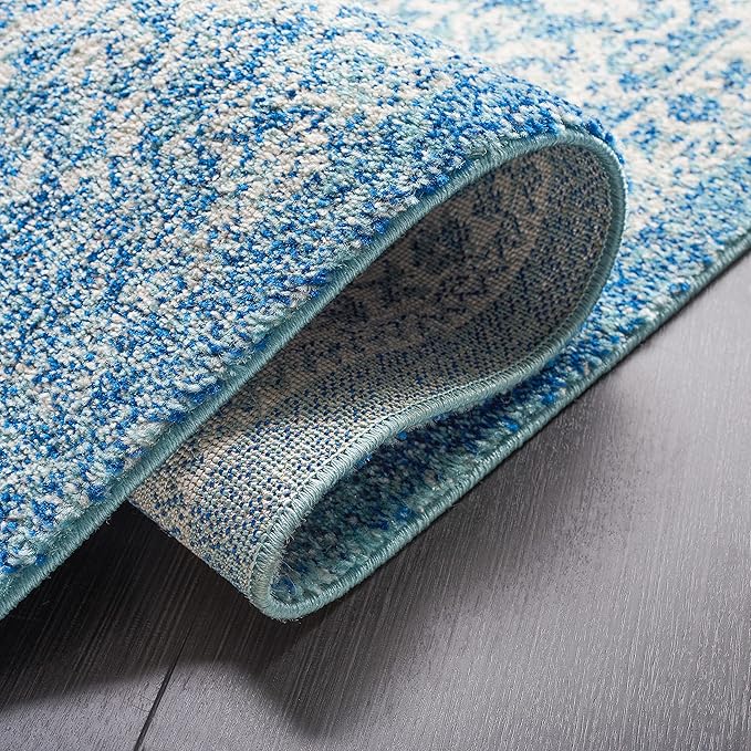 SAFAVIEH Evoke Collection 2'2" x 7' Blue/Ivory EVK256C Oriental Distressed Non-Shedding Living Room Entryway Foyer Hallway Bedroom Runner Rug