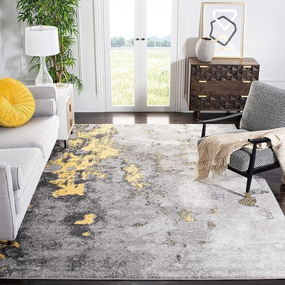 SAFAVIEH Adirondack Collection Area Rug - 10' x 14', Grey & Yellow, Modern Abstract Design, Non-Shedding & Easy Care, Ideal for High Traffic Areas in Living Room, Bedroom (ADR134H)