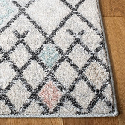 SAFAVIEH Amsterdam Collection Runner Rug - 2'3" x 8', Grey & Ivory, Moroccan Boho Design, Non-Shedding & Easy Care, Ideal for High Traffic Areas in Living Room, Bedroom (AMS115F)