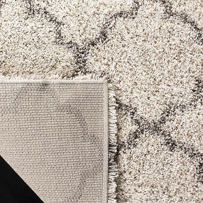 SAFAVIEH Hudson Shag Collection Area Rug - 8' x 10', Ivory & Grey, Moroccan Trellis Design, Non-Shedding & Easy Care, 2-inch Thick Ideal for High Traffic Areas in Living Room, Bedroom (SGH282A)