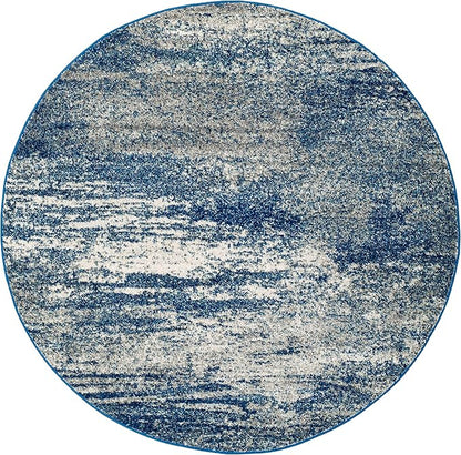 SAFAVIEH Evoke Collection 9' Round Navy/Ivory EVK272A Modern Abstract Non-Shedding Dining Room Entryway Foyer Living Room Bedroom Area Rug
