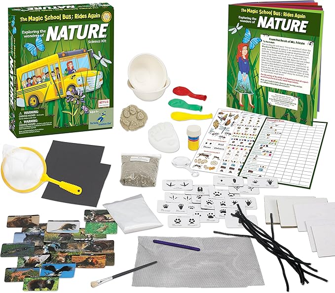 The Magic School Bus Rides Again: Exploring the Wonders of Nature By Horizon Group USA, Homeschool STEM Kits, Includes Educational Manual, Butterfly Net, Scavenger Hunt, Plaster, Game Cards & More