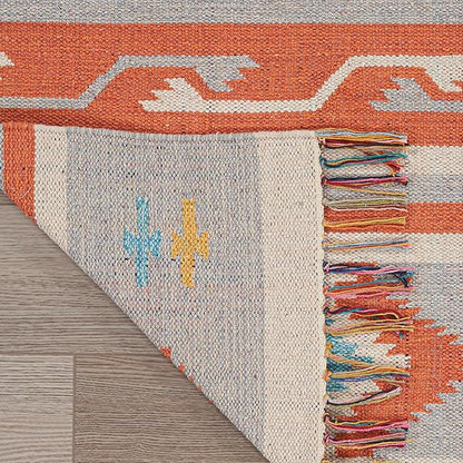 Nourison Baja Tribal Ivory/Grey 8' x 10' Area Rug, Easy Cleaning, Non Shedding, Bed Room, Living Room, Dining Room, Kitchen (8x10)