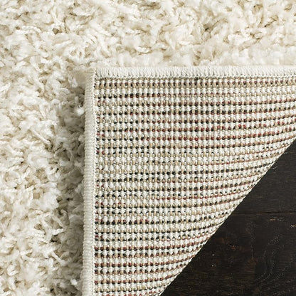 SAFAVIEH Athens Shag Collection Runner Rug - 2'3" x 8', White, Non-Shedding & Easy Care, 1.5-inch Thick Ideal for High Traffic Areas in Living Room, Bedroom (SGAS119B)