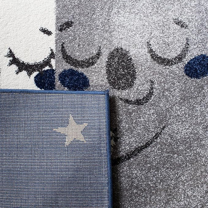 SAFAVIEH Carousel Kids Collection Runner Rug - 2' x 8', Navy & Grey, Koala Design, Non-Shedding & Easy Care, Ideal for High Traffic Areas for Boys & Girls in Playroom, Nursery, Bedroom (CRK195N)