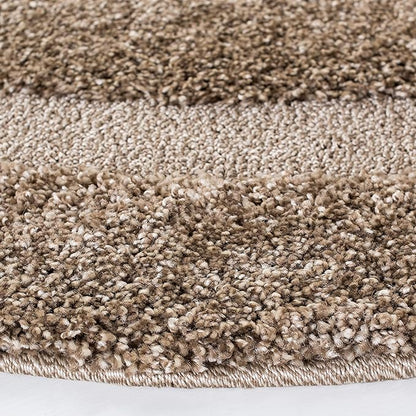 SAFAVIEH Florida Shag Collection 6'7" Round Beige / Beige SG454 Border Non-Shedding Living Room Bedroom Dining Room Entryway Plush 1.2-inch Thick Area Rug
