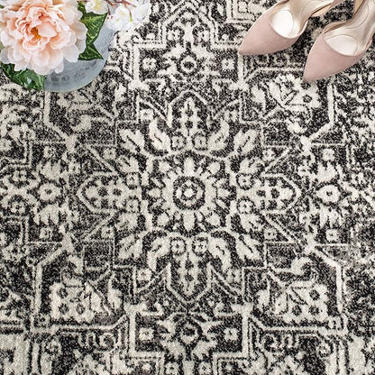 SAFAVIEH Evoke Collection 2'2" x 13' Black / Grey EVK256R Oriental Distressed Non-Shedding Living Room Bedroom Runner Rug