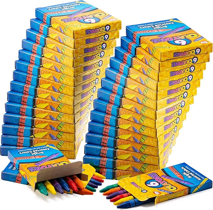 Bedwina Bulk Crayons - Case of 120, 6-Packs Total 720 Crayons Bulk School Supplies for Kids, Toddlers, Teachers, Restaurants & Classrooms, Nontoxic Travel, Party Favors, Goody Bags, Stocking Stuffers
