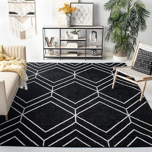 SAFAVIEH Adirondack Collection Accent Rug - 3' x 5', Black & Ivory, Modern Geometric Design, Non-Shedding & Easy Care, Ideal for High Traffic Areas in Entryway, Living Room, Bedroom (ADR241Z)
