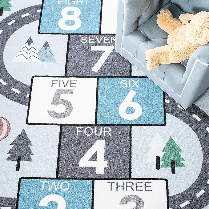 SAFAVIEH Kids Playhouse Collection Accent Rug - 2'2" x 4', Grey & Blue, Non-Shedding Machine Washable & Slip Resistant Ideal for High Traffic Areas for Boys & Girls in Playroom (KPH226F)