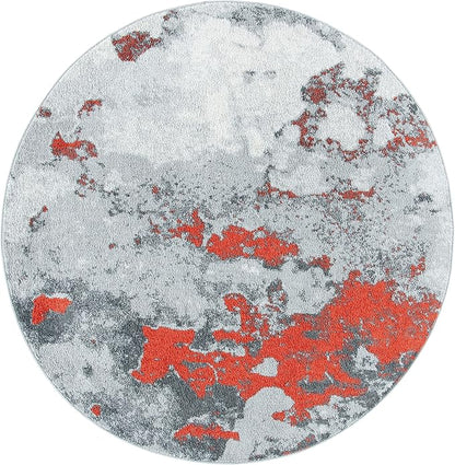 SAFAVIEH Adirondack Collection 6' Round Orange / Grey ADR134P Modern Abstract Non-Shedding Dining Room Entryway Foyer Living Room Bedroom Area Rug