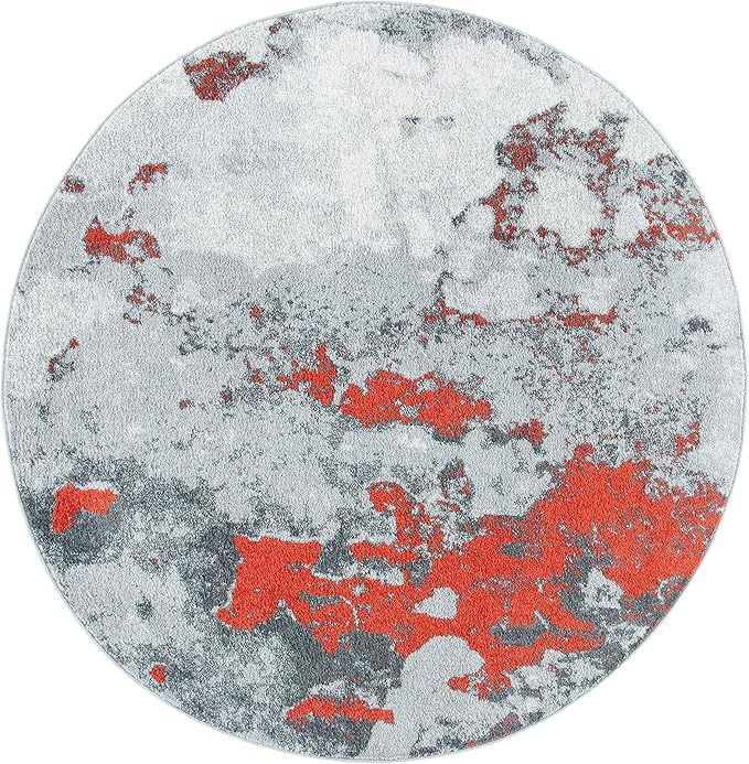 SAFAVIEH Adirondack Collection 6' Round Orange / Grey ADR134P Modern Abstract Non-Shedding Dining Room Entryway Foyer Living Room Bedroom Area Rug