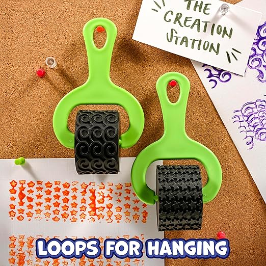 READY 2 LEARN Paint and Dough Explorers - Set 3 - Set of 4 - Sturdy, Chunky Texture Rollers for Kids and DIY - Art Tools for Pottery, Posters and Dough