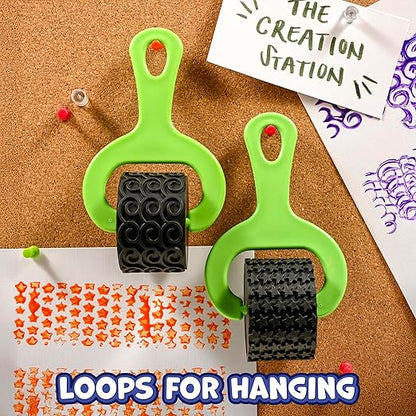 READY 2 LEARN Paint and Dough Explorers - Set 3 - Set of 4 - Sturdy, Chunky Texture Rollers for Kids and DIY - Art Tools for Pottery, Posters and Dough