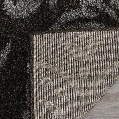 SAFAVIEH Florida Shag Collection 5' Square Dark Brown / Smoke SG460 Damask Non-Shedding Living Room Bedroom Dining Room Entryway Plush 1.2-inch Thick Area Rug