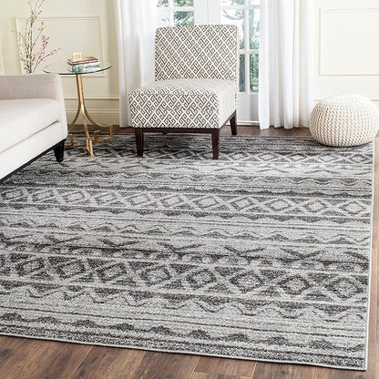 SAFAVIEH Adirondack Collection X-Large Area Rug - 2'6" x 22', Ivory & Charcoal, Moroccan Boho Distressed, Non-Shedding & Easy Care, Ideal for High Traffic Areas in Living Room, Bedroom (ADR119N)
