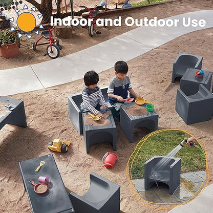 ECR4Kids Tri-Me 3-In-1 Cube Chair, Kids Furniture, Dark Grey