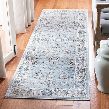 SAFAVIEH Isabella Collection Runner Rug - 2'2" x 7', Light Blue & Cream, Oriental Design, Non-Shedding & Easy Care, Ideal for High Traffic Areas in Living Room, Bedroom (ISA940M)