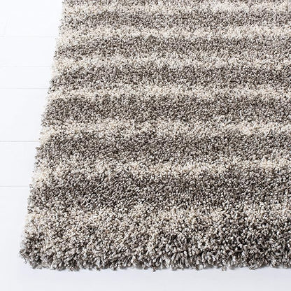 SAFAVIEH Hudson Shag Collection Runner Rug - 2'3" x 8', Grey & Ivory, Modern Abstract Design, Non-Shedding & Easy Care, 2-inch Thick Ideal for High Traffic Areas in Living Room, Bedroom (SGH298F)