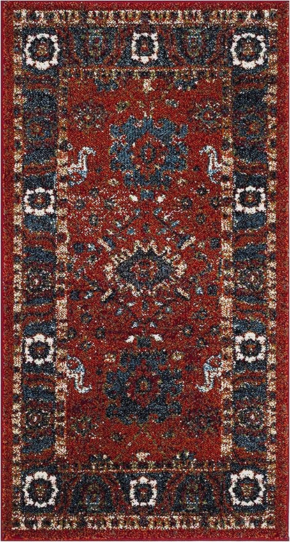 SAFAVIEH Vintage Hamadan Collection Accent Rug - 2'3" x 4', Orange & Blue, Traditional Persian Design, Non-Shedding & Easy Care, Ideal for High Traffic Areas in Foyer, Living Room, Bedroom (VTH214C)