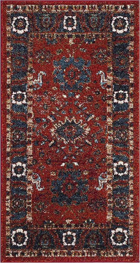 SAFAVIEH Vintage Hamadan Collection Accent Rug - 2'3" x 4', Orange & Blue, Traditional Persian Design, Non-Shedding & Easy Care, Ideal for High Traffic Areas in Foyer, Living Room, Bedroom (VTH214C)