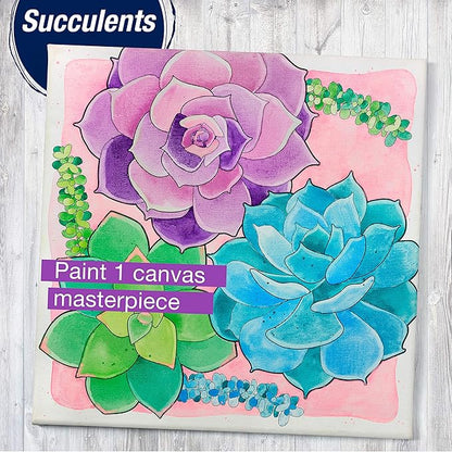 Faber-Castell Watercolor Paint by Number, Succulents - Adult Paint by Number Kit on Canvas