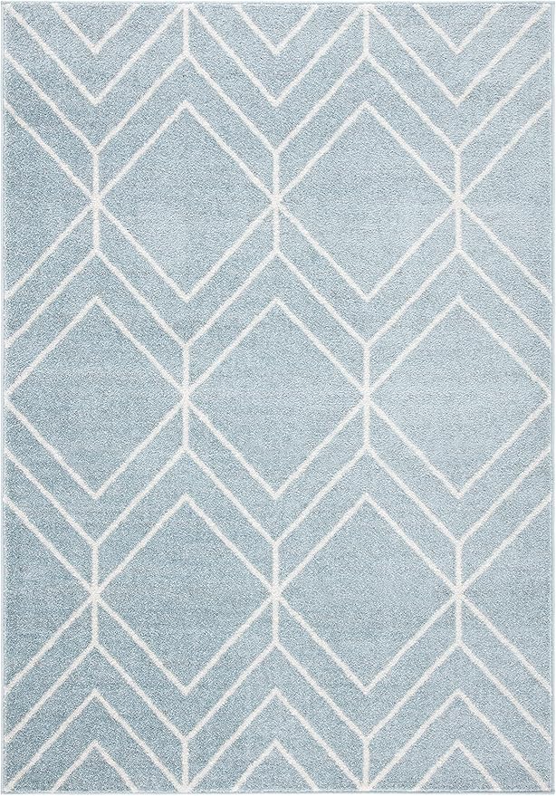 SAFAVIEH Adirondack Collection Accent Rug - 4' x 6', Blue & Ivory, Modern Geometric Design, Non-Shedding & Easy Care, Ideal for High Traffic Areas in Entryway, Living Room, Bedroom (ADR241M)