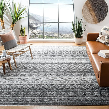 SAFAVIEH Adirondack Collection Runner Rug - 2'6" x 14', Ivory & Grey, Moroccan Boho Distressed Design, Non-Shedding & Easy Care, Ideal for High Traffic Areas in Living Room, Bedroom (ADR119B)