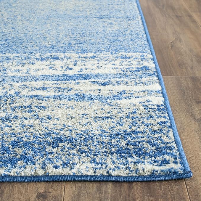 SAFAVIEH Adirondack Collection Runner Rug - 2'6" x 18', Silver & Blue, Modern Abstract Design, Non-Shedding & Easy Care, Ideal for High Traffic Areas in Living Room, Bedroom (ADR112F)