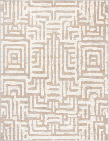 SAFAVIEH Amsterdam Collection Area Rug - 9' x 12', Ivory & Mauve, Modern Abstract Design, Non-Shedding & Easy Care, Ideal for High Traffic Areas in Living Room, Bedroom (AMS106A)